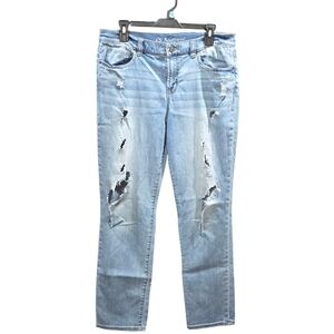 VS Boyfriend Light Blue Straight Leg Distressed Mom Style Jeans Size 12